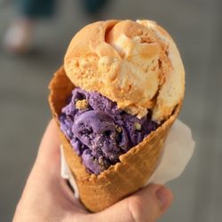 Ube Cheesecake & Peach ice cream
