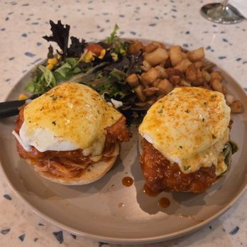 Popping Yolk Cafe - Kimchi Butter Fried Chicken Benedict - Breakfast & Brunch Near Me - Alhambra, California