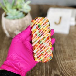 Succulent Sweets - Fruity pebbles rice Krispy stuffed with a KitKat