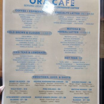 ORA - Menu - Cafes Near Me - Los Angeles, California ORA - Menu - Cafes Near Me - Los Angeles, California