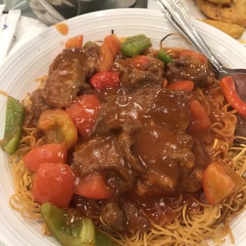 The Kitchen - Tomato beef pan fried egg noodles. Like the crispy noodles. - Dim Sum Near Me - Millbrae, California