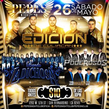 Pepe's - 🤠Sᴀʙᴀᴅᴏ 2️⃣6️⃣ Dᴇ Mᴀʏᴏ ************************* Todoѕ $🔟 αɴтeѕᴰᴱ ᴸᴬˢ 10:00 pм 🙋🏽 🙋🏽♂️ $10 B4 10:00 pм ************************ - Dance Clubs Near Me - San Bernardino, California Pepe's - 🤠Sᴀʙᴀᴅᴏ 2️⃣6️⃣ Dᴇ Mᴀʏᴏ ************************* Todoѕ $🔟 αɴтeѕᴰᴱ ᴸᴬˢ 10:00 pм 🙋🏽 🙋🏽♂️ $10 B4 10:00 pм ************************ - Dance Clubs Near Me - San Bernardino, California