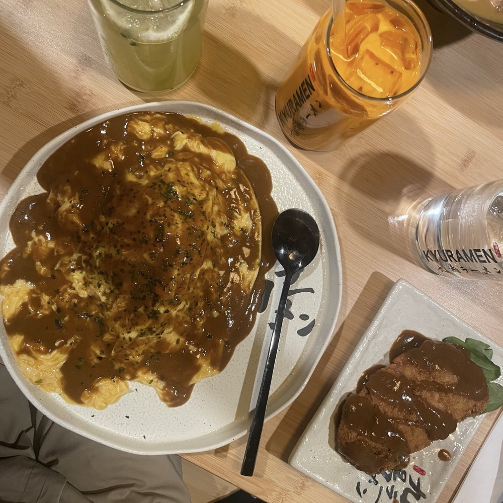 Kyuramen - Brookline - Pork Tonkatsu Omurice Thai Iced Tea Lemonade - Ramen Near Me - Brookline, Massachusetts Kyuramen - Brookline - Pork Tonkatsu Omurice Thai Iced Tea Lemonade - Ramen Near Me - Brookline, Massachusetts
