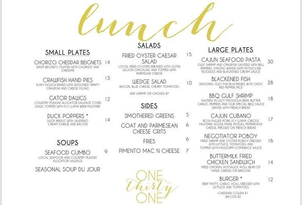 Menu photo 8 One Thirty One Lameuse Biloxi, MS Menu photo 8 One Thirty One Lameuse Biloxi, MS