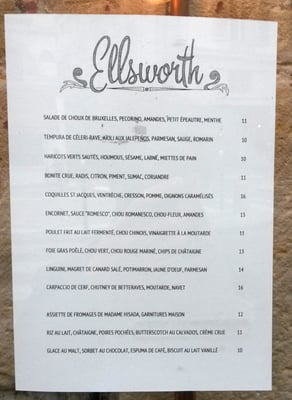 Menu photo 7 Ellsworth Paris, 75 Menu photo 7 Ellsworth Paris, 75
