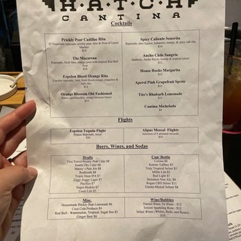 Hatch Cantina - Alcohol Menu (current as of 6/3) - Bars Near Me - Seattle, Washington