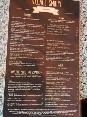 Menu photo 1 Village Smithy Restaurant Carbondale, CO Menu photo 1 Village Smithy Restaurant Carbondale, CO