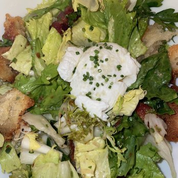 Bouchon - salad with poach egg. - French Near Me - Las Vegas, Nevada