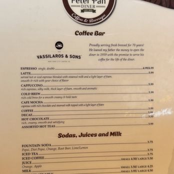 Peter Pan Diner - Coffee bar menu - American Near Me - Bay Shore, New York Peter Pan Diner - Coffee bar menu - American Near Me - Bay Shore, New York