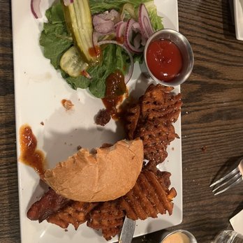 CooperSmith's Pub & Brewing - Smokey and the burger with sweet potato fries - Pubs Near Me - Fort Collins, Colorado