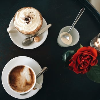 Kaffeerösterei-Kaiserslautern - Soy latte and a chocochino with whipped cream. - Coffee & Tea Near Me - Kaiserslautern, RP Kaffeerösterei-Kaiserslautern - Soy latte and a chocochino with whipped cream. - Coffee & Tea Near Me - Kaiserslautern, RP