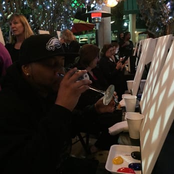 Creative Canvas L.A. - Sipping wine getting ready for class to begin - Paint & Sip Near Me