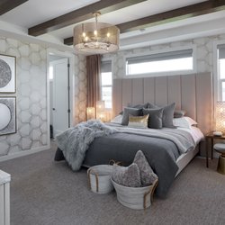 Halstead Sofa & Mattress Makers - Incredible upholstered headboard. Custom built in YYC for this specific master suite!