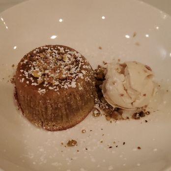 Sicily Osteria - Mount Etna (Pistachio Lava Cake and fig gelato). - Sicilian Near Me - New York, New York Sicily Osteria - Mount Etna (Pistachio Lava Cake and fig gelato). - Sicilian Near Me - New York, New York