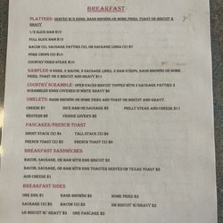 Lazy Earl's Restaurant - Breakfast menu