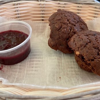 Morning Rose Cafe - Complimentary chocolate muffins.  Very tasty - Cafes Near Me - Bellmore, New York