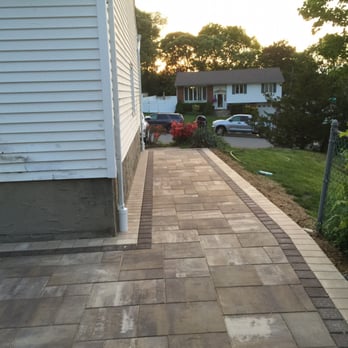 Flawless Masonry - 7 foot wide area along our home expands patio space. - Masonry/Concrete Near Me - Hauppauge, New York