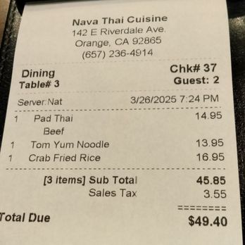 Nava Thai Cuisine - Well worth it, nice dinner. - Thai Near Me - Orange, California Nava Thai Cuisine - Well worth it, nice dinner. - Thai Near Me - Orange, California