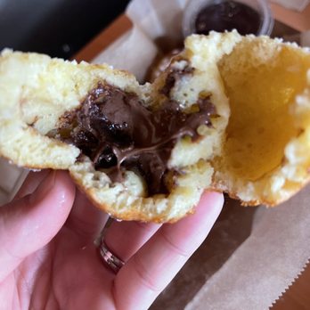 Katalina's - The inside of Nutella Stuffed Pancake Balls - Breakfast & Brunch Near Me - Columbus, Ohio Katalina's - The inside of Nutella Stuffed Pancake Balls - Breakfast & Brunch Near Me - Columbus, Ohio