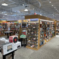 This Barnes & Noble has a new store layout with islands of smaller and taller bookshelves. Here are the non-fiction and religion sections.