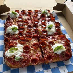 Baby Blue pizza (can order it round, thin crust too) Baby Blue pizza (can order it round, thin crust too)