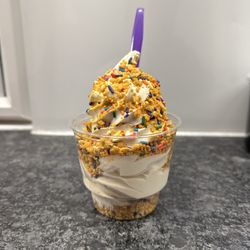Skoops Ice Cream - Fresh banana custard with crunch coat.