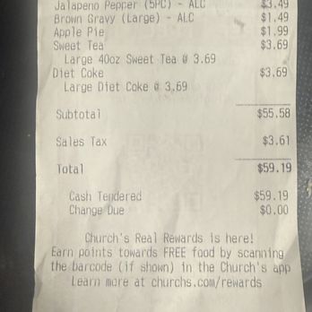 Church's Chicken - Receipt - Fast Food Near Me - Orlando, Florida Church's Chicken - Receipt - Fast Food Near Me - Orlando, Florida