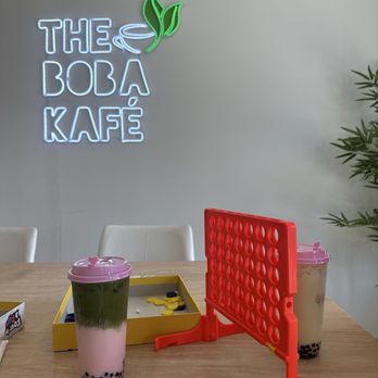 The Boba Kafe - Strawberry Matcha + Jasmine Milk Tea - Bubble Tea Near Me - Montclair, California