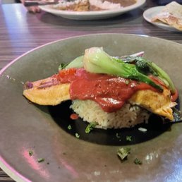Trout with pistachio curry sauce