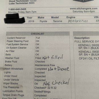 Oil Changers - Copy of the service ticket - Oil Change Stations Near Me - Sonoma, California Oil Changers - Copy of the service ticket - Oil Change Stations Near Me - Sonoma, California