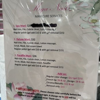 Mega Nails - Manicure pricing as of 04/18/2021 - Nail Technicians Near Me - San Jose, California