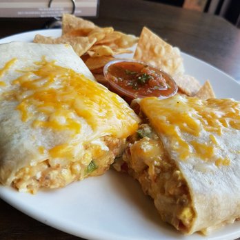 Crawfish Cave - Chowder burrito with chips and salsa. - Cajun/Creole Near Me - Fullerton, California
