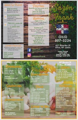 Menu photo 2 Sazon Frank Dominican Restaurant Utica, NY Menu photo 2 Sazon Frank Dominican Restaurant Utica, NY
