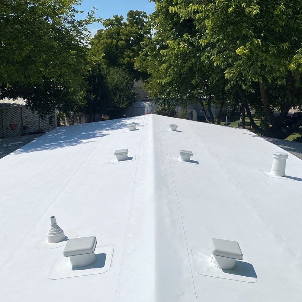 American Eagle Roofing - The final product! A new modern TPO roof with attic vents and a layer of DensDeck insulation underneath. - Roofing Near Me - Shingle Springs, California American Eagle Roofing - The final product! A new modern TPO roof with attic vents and a layer of DensDeck insulation underneath. - Roofing Near Me - Shingle Springs, California