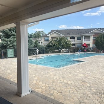 Village at Broadstone Station - Pool with lounge chairs - Apartments Near Me - Apex, North Carolina Village at Broadstone Station - Pool with lounge chairs - Apartments Near Me - Apex, North Carolina