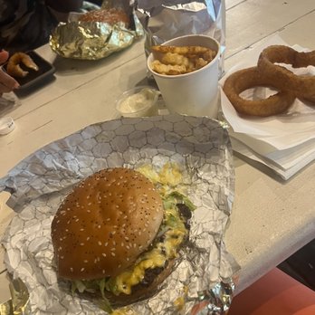 Goldie's Burgers - Double burger, seasoned fries, onion rings - Salad Near Me - Gainesville, Florida