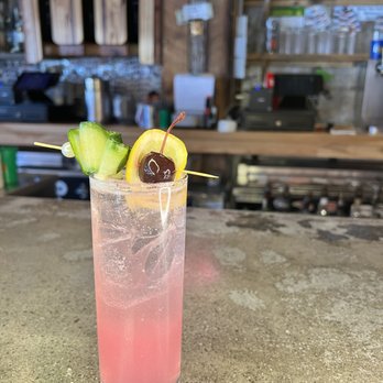 Lily’s Snack Bar - a pink drink with a garnish - Cocktail Bars Near Me - Boone, North Carolina