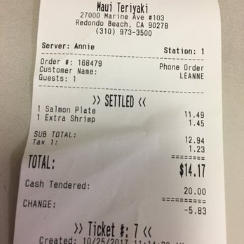 Maui Teriyaki - Receipt - Specialty Food Near Me - Redondo Beach, California Maui Teriyaki - Receipt - Specialty Food Near Me - Redondo Beach, California