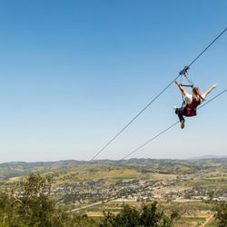 Zipping over Buellton on Line 2 at Highline Adventures in the Santa Ynez Valley