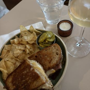 third place - grilled cheese with prosciutto & fig jam + orange wine - Wine Bars Near Me - Costa Mesa, California