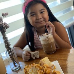 Caffeinated & Co - Drinking her favorite double chocolate chip frappe and enjoying the mango brick toast