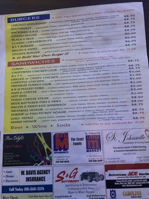Menu photo 1 Cosmo's Bar & Grill Saint Johnsville, NY Menu photo 1 Cosmo's Bar & Grill Saint Johnsville, NY