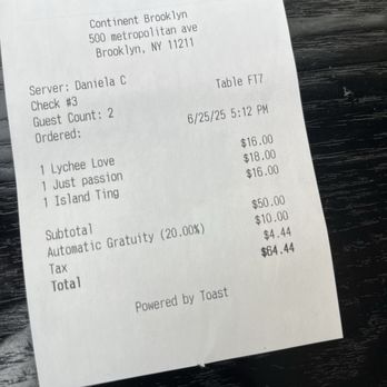 Continent Brooklyn - Receipt - Caribbean Near Me - Brooklyn, New York Continent Brooklyn - Receipt - Caribbean Near Me - Brooklyn, New York