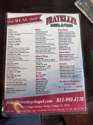 Menu photo 1 Fratelli's Pizza and Cafe Wesley Chapel, FL Menu photo 1 Fratelli's Pizza and Cafe Wesley Chapel, FL