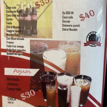 Taquería Los Cocuyos - Drink menu 1/2 - Street Vendors Near Me - México, D.F., DIF