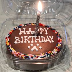 Woof Gang Bakery & Grooming Bridgewater - Celebrating a dog's birthday.  Candle provided with cake.