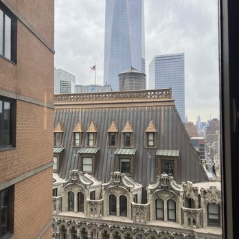 New York Marriott Downtown - View by elevator of One World building - Hotels Near Me - New York, New York