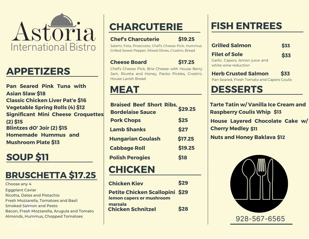 ASTORIA INTERNATIONAL BISTRO 66 Photos & 60 Reviews 348 S Main St, Camp Verde, Arizona