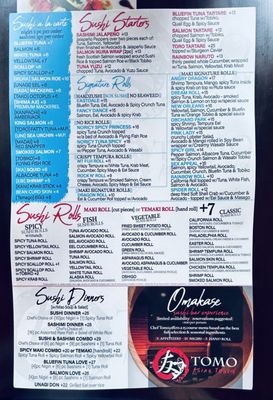 Menu photo 1 Tomo Asian Fusion Poughkeepsie, NY Menu photo 1 Tomo Asian Fusion Poughkeepsie, NY