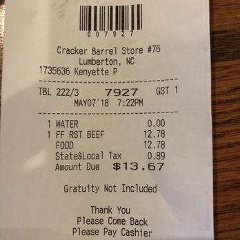 Cracker Barrel Old Country Store - Thanks Kenyette! - American Near Me - Lumberton, North Carolina